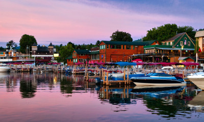 View of Lake George Marina and Buildings