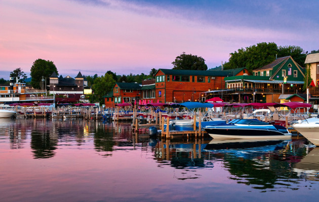 View of Lake George Marina and Buildings